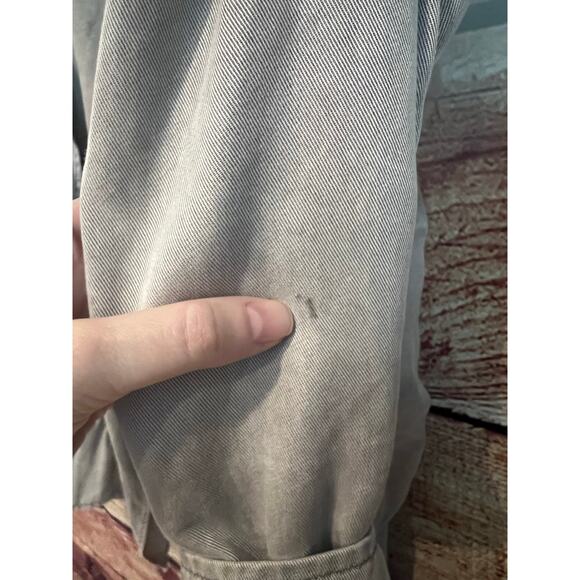 Promod Draped Trench Coat Jacket L/XL Soft Slouchy Military Collared Grey Pocket - Picture 6 of 7